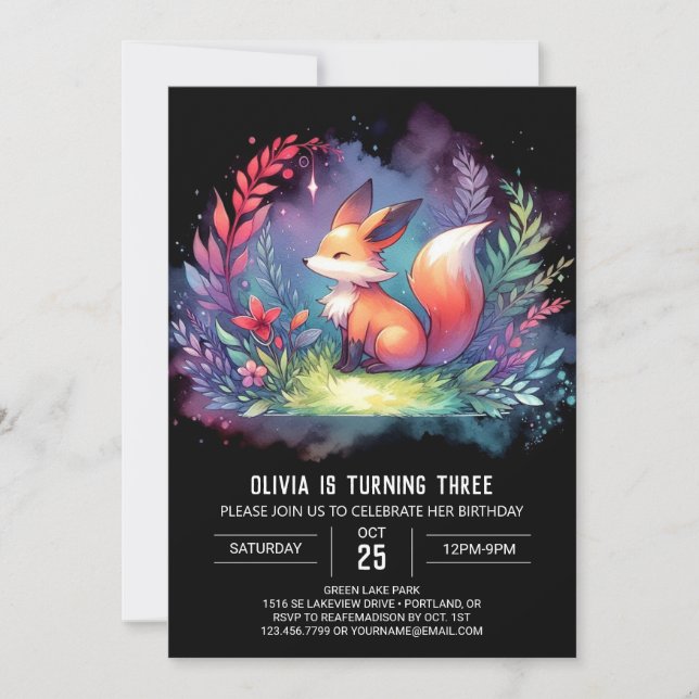 Invitation Dreamminimaliste Fox Anniversaire numérique (Devant)