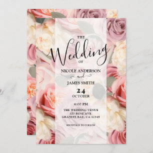 Invitation Dreamrose Floral élégant Mariage chic Shabby