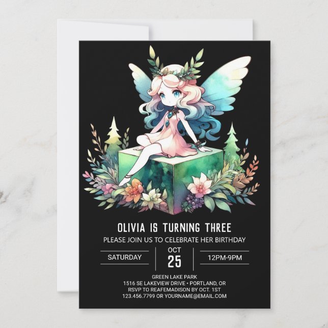 Invitation Dreamwood Forest Fairy Anniversaire (Devant)