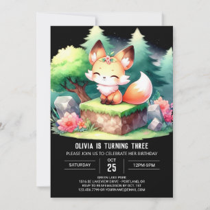 Invitation Dreamy aquarelle Fox Anniversaire numérique