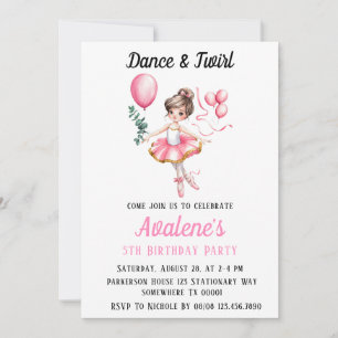 Invitation Dreamy Ballerina in Flight : Danse & Twirl Anniver