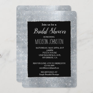 Invitation Dreamy Black Glitzy Silver Sparkle