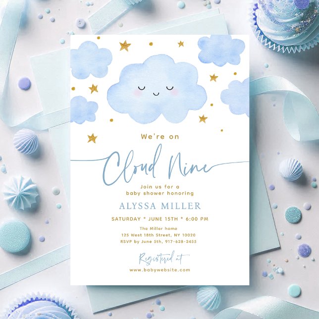 Invitation Dreamy Blue Cloud Nine Baby Shower (Créateur téléchargé)