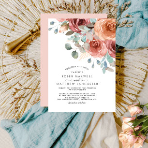 Invitation Dreamy Blush Peach Ethereal Floral Mariage