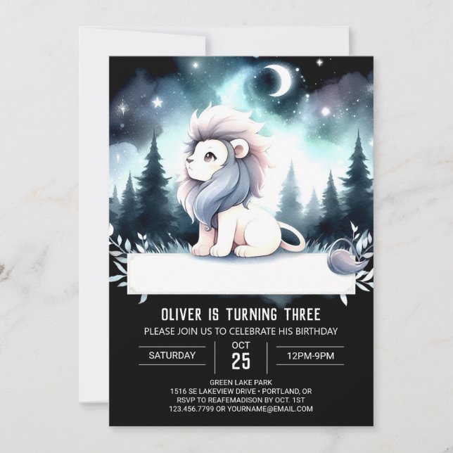 Invitation Dreamy Boho Lion Anniversaire (Devant)