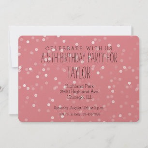 Invitation Dreamy Bokeh Confetti rose et blanc