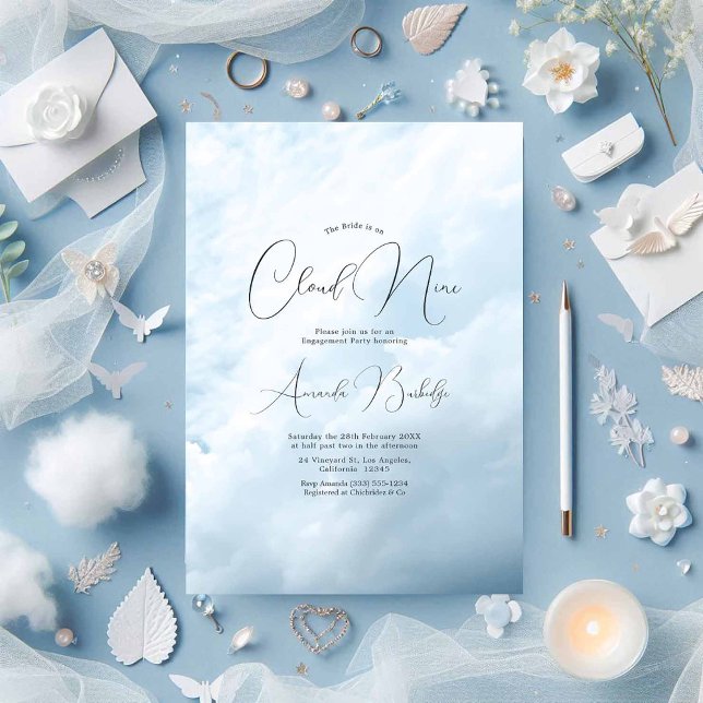 Invitation Dreamy Cloud 9 (Dreamy Cloud 9 Engagement Party Invitation)