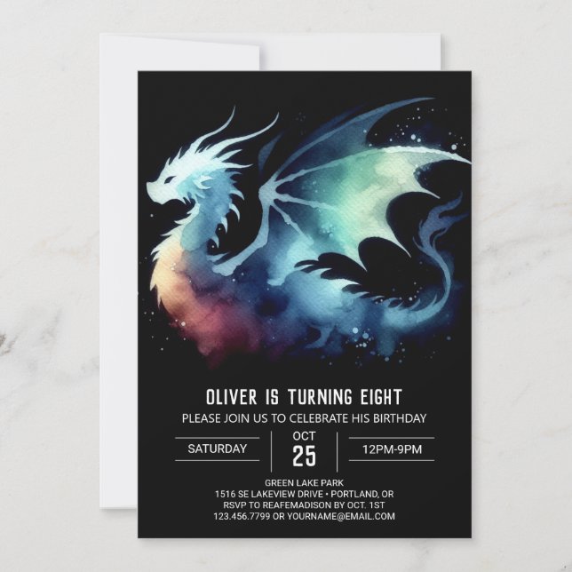 Invitation Dreamy Dragon Birthday Digital (Devant)