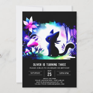 Invitation Dreamy Feline Chat Anniversaire