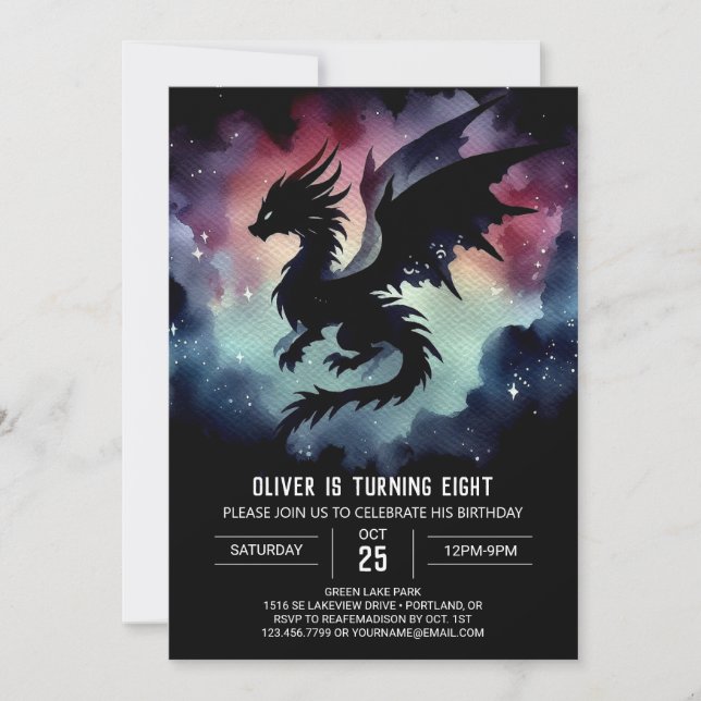 Invitation Dreamy Fiery Dragon Anniversaire personnalisable (Devant)