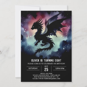 Invitation Dreamy Fiery Dragon Anniversaire personnalisable