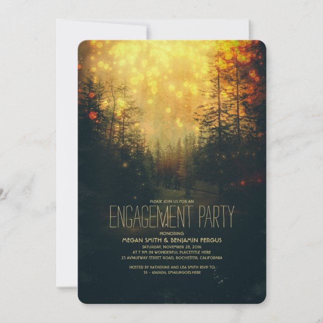 Invitation Dreamy Forest String Lights Trees (Devant)