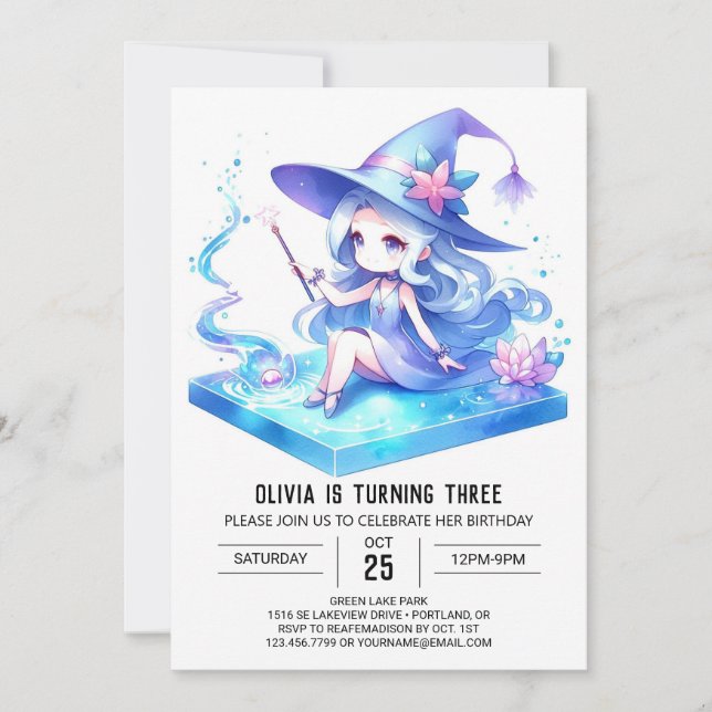 Invitation Dreamy Fun Wizard Birthday (Devant)