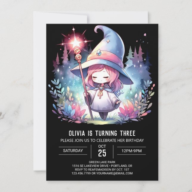 Invitation Dreamy Girl Wizard Anniversaire (Devant)