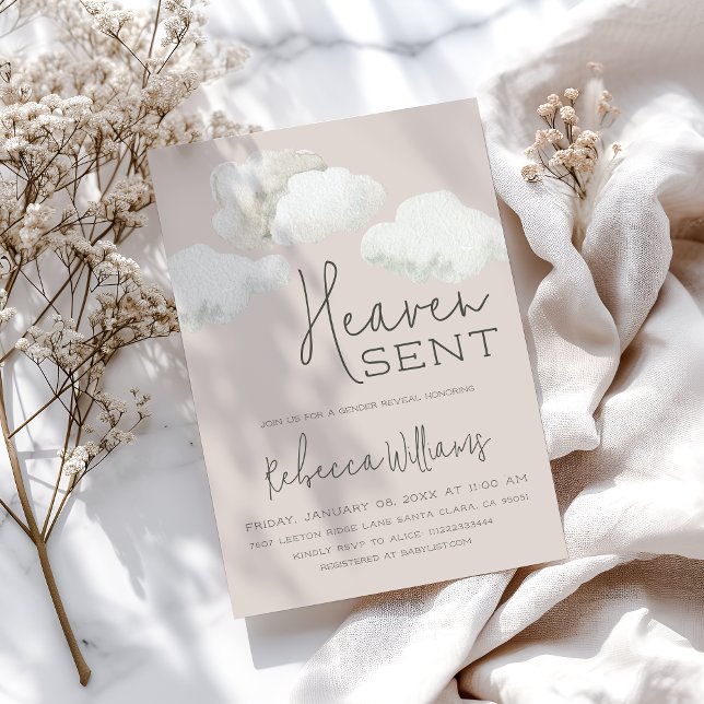 Invitation Dreamy Heaven envoyé Sexe Neutre Révélation Sexe (Créateur téléchargé)