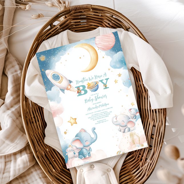 Invitation Dreamy Houston Nous Avons Un Garçon Espace Extérie (Créateur téléchargé)