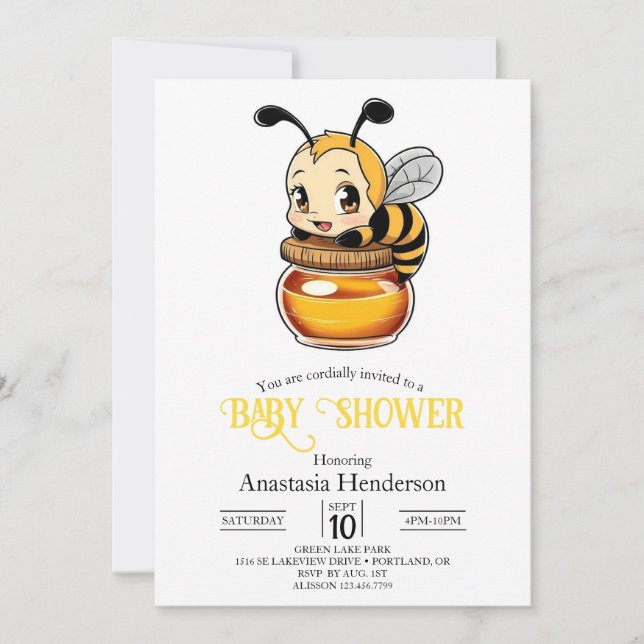 Invitation Dreamy Joli Baby shower d'abeilles (Devant)