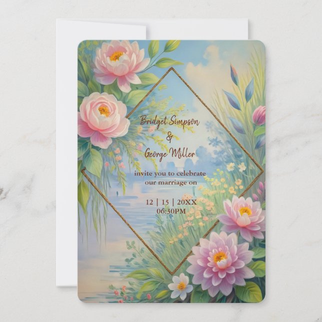 Invitation Dreamy Lakeside Garden Wedding (Devant)