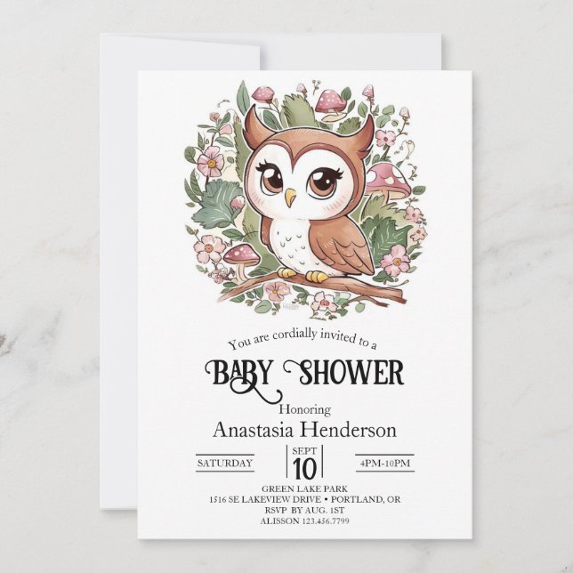 Invitation Dreamy Little Owl Baby shower (Devant)