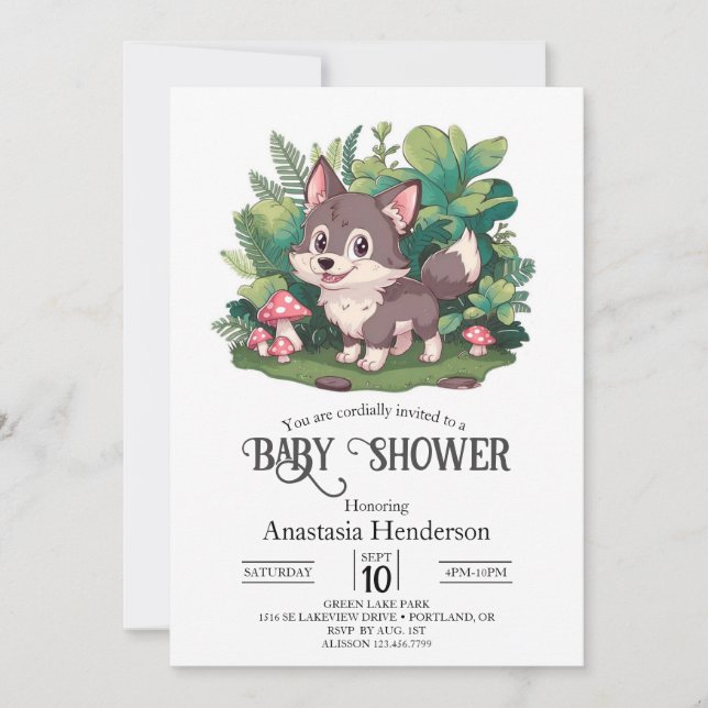 Invitation Dreamy Little Wolf Baby shower (Devant)