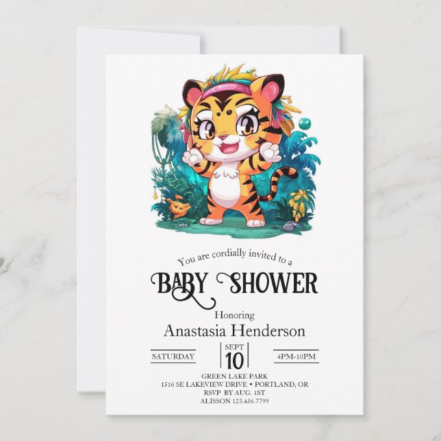 Invitation Dreamy Magic Tiger Baby shower numérique (Devant)