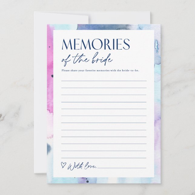 Invitation Dreamy Memories of the Bride Shower Activity Card (Devant)