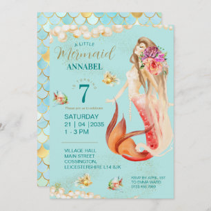 Invitation Dreamy Mermaid fête d'anniversaire
