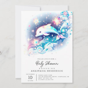 Invitation Dreamy Modern Dolphin Baby shower