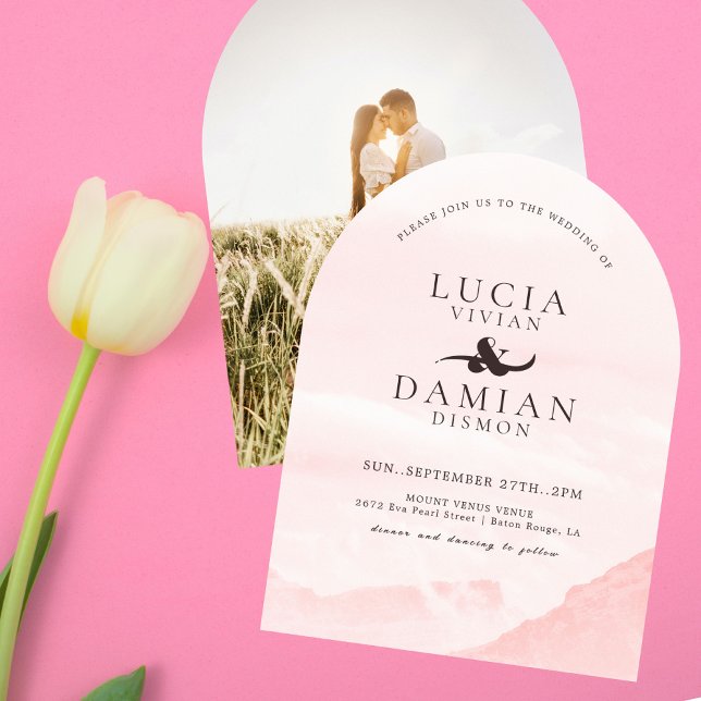 Invitation Dreamy Mountain Watercolor Mariage photo (Créateur téléchargé)