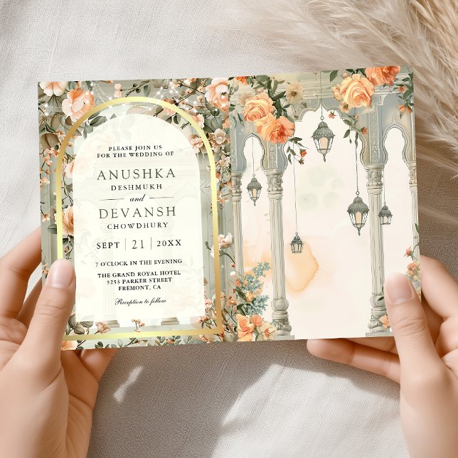 Invitation Dreamy Mughal Palace QR Code Indian Wedding (Créateur téléchargé)