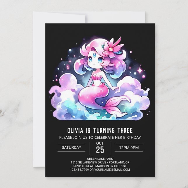 Invitation Dreamy Ocean Mermaid Anniversaire (Devant)
