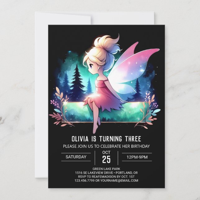 Invitation Dreamy Pastel Fairy Anniversaire (Devant)