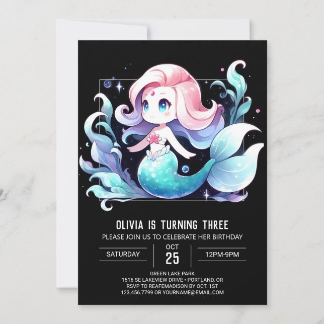 Invitation Dreamy Pastel Mermaid Anniversaire (Devant)
