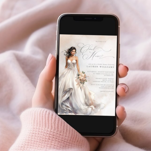 Invitation Dreamy Pastel She's On Cloud Neuf Fête des mariées (Créateur téléchargé)