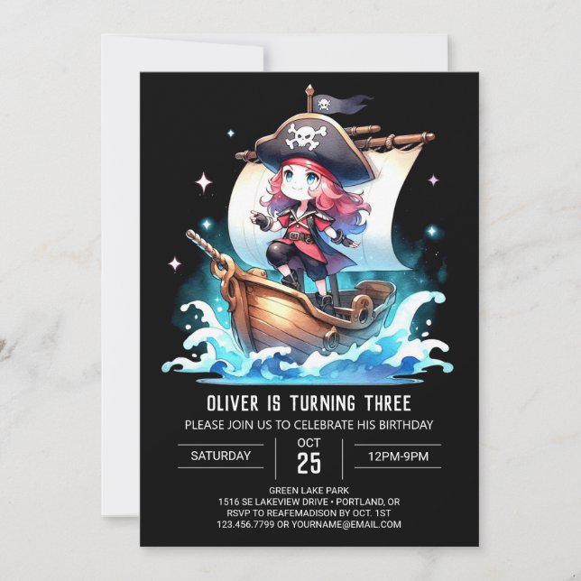 Invitation Dreamy Pirate Digital Anniversaire (Devant)
