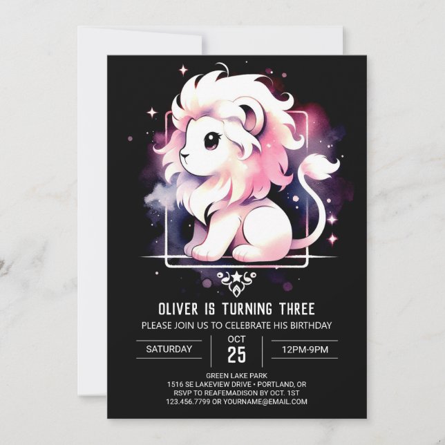 Invitation Dreamy Safari Lion Anniversaire (Devant)