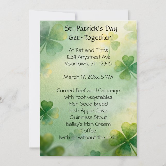 Invitation Dreamy Shamrocks St. Patrick's Day (Devant)
