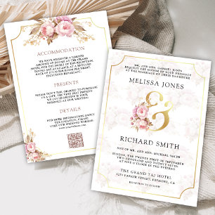 Invitation Dreamy Soft Rose Floral Or tout en un seul Mariage