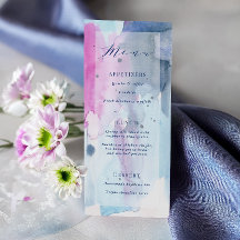 Dreamy Spring Watercolor Bridal Shower Menu Card