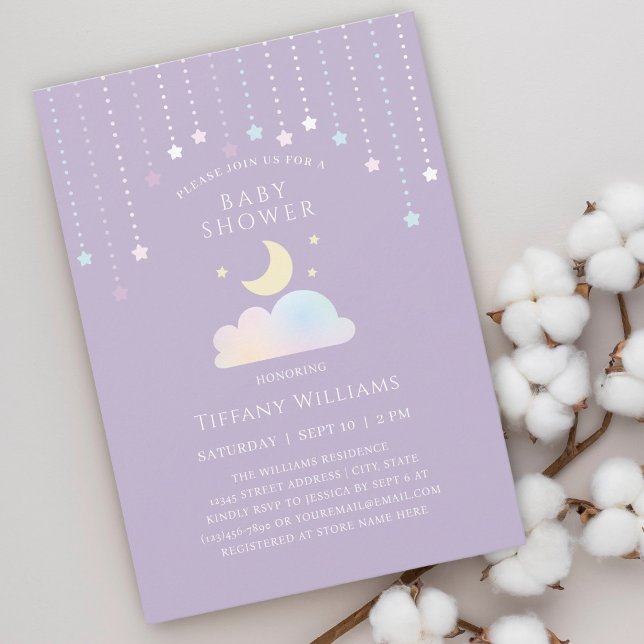 Invitation Dreamy Starry Sky Moon et Stars Baby shower (Créateur téléchargé)