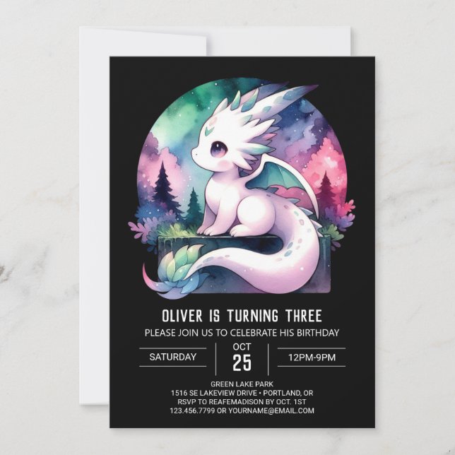 Invitation Dreamy Sweet Dragon Birthday (Devant)