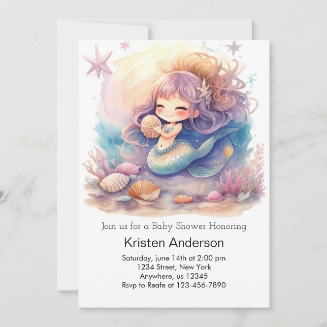 Invitation Dreamy Under the Sea Mermaid Baby shower (Devant)