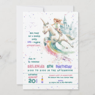 Invitation Dreamy Unicorn Ride Princess Girl Birthday Party