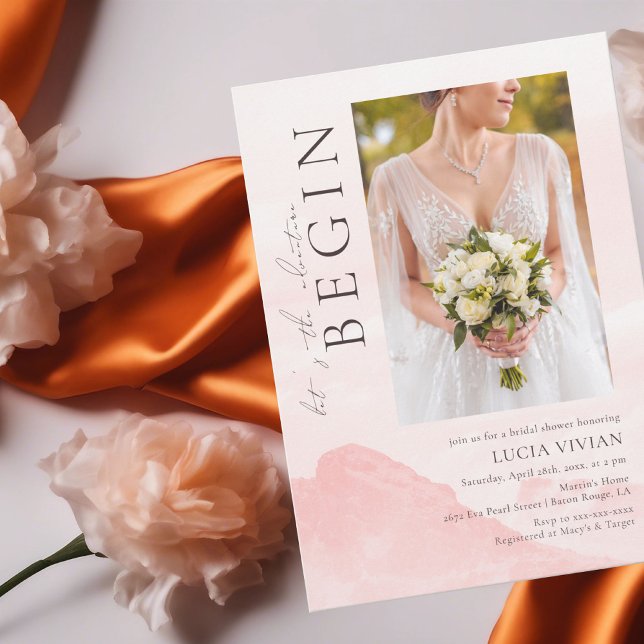 Invitation Dreamy Watercolor Mountain Photo Fête des mariées (Créateur téléchargé)