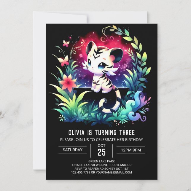 Invitation Dreamy Watercolor Tiger Anniversaire (Devant)