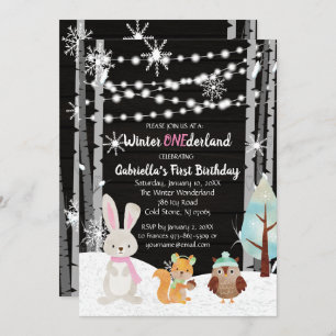 Invitation Dreamy Woodland Forest Animaux ONE derland Anniver