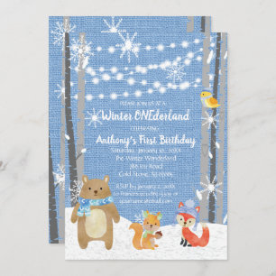 Invitation Dreamy Woodland Forest Animaux ONE derland Anniver