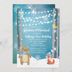 Invitation Dreamy Woodland Forest Animaux ONE derland Anniver