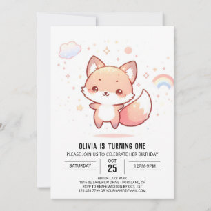 Invitation Dreamy Woods Fox 1er anniversaire