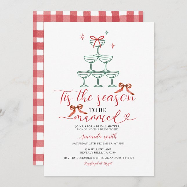 Invitation Drink Tis The Season to Be Married Bridal Shower (Devant / Derrière)